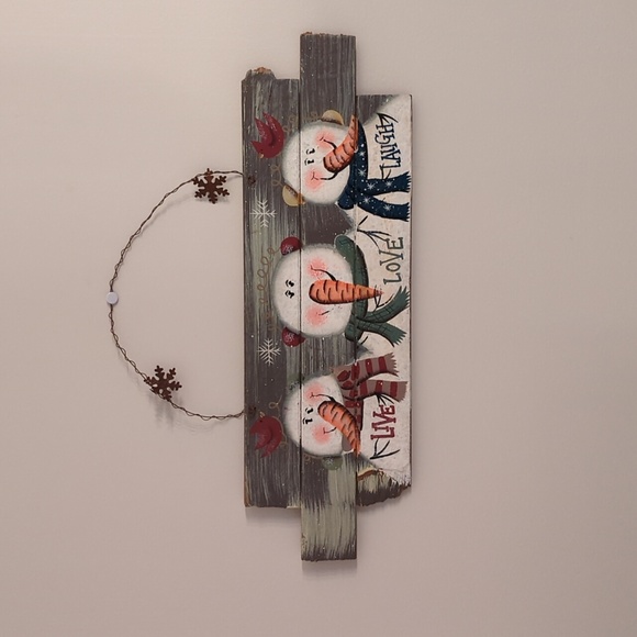 🎄Christmas Decor⛄Wooden Snowman Wall Sign - Picture 1 of 5